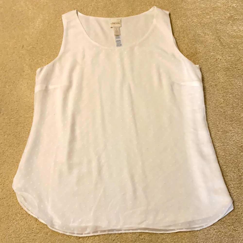 Chico’s White Fully Lined Shell With Tiny Circle … - image 1